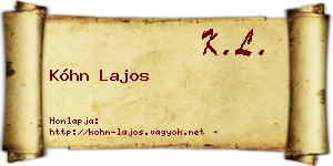 Kóhn Lajos névjegykártya